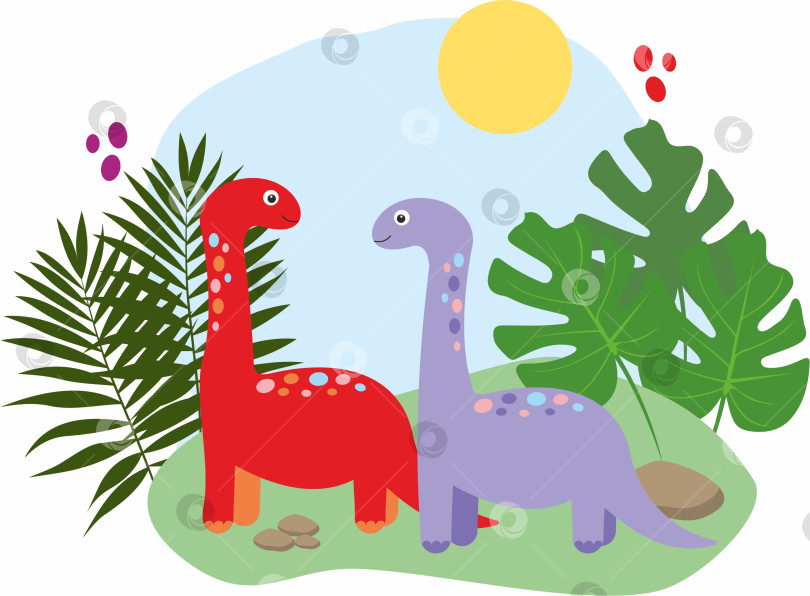 Скачать Милые динозавры. Динозавры ярких расцветок. Герои мультфильмов Дино фотосток Ozero
