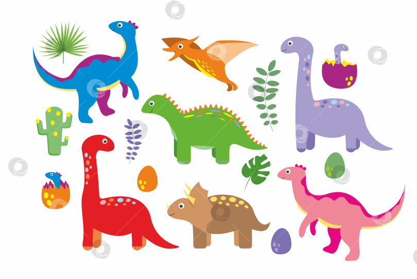 Скачать Милые динозавры. Динозавры ярких расцветок. Герои мультфильмов Дино фотосток Ozero