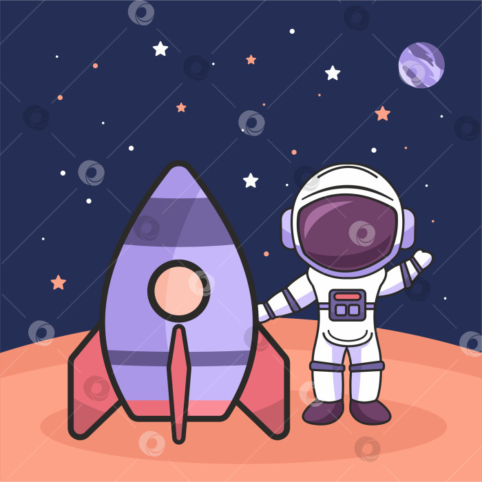 Скачать Симпатичный космонавт в звездном пространстве фотосток Ozero