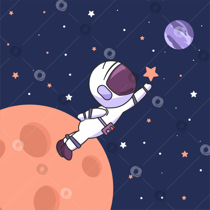 Скачать Симпатичный космонавт в звездном пространстве фотосток Ozero