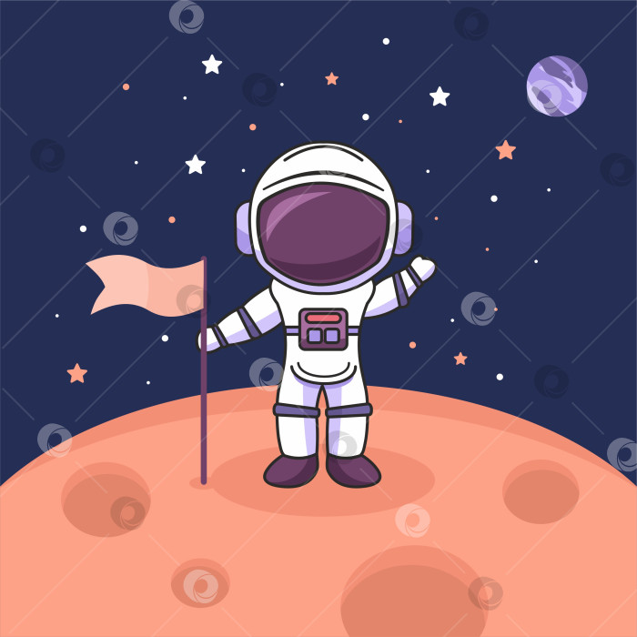 Скачать Симпатичный космонавт в звездном пространстве фотосток Ozero