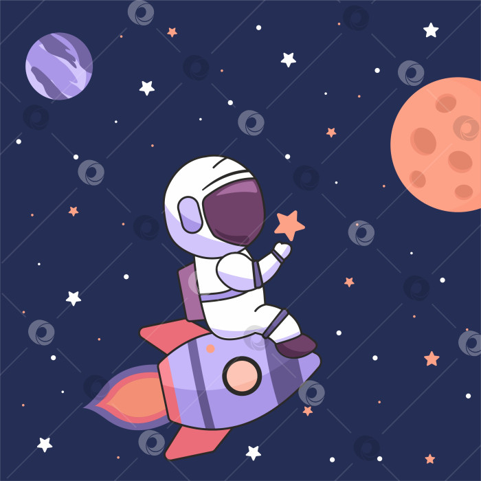 Скачать Симпатичный космонавт в звездном пространстве фотосток Ozero