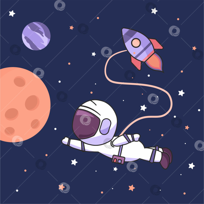 Скачать Симпатичный космонавт в звездном пространстве фотосток Ozero