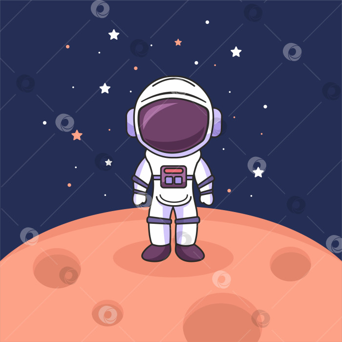 Скачать Симпатичный космонавт в звездном пространстве фотосток Ozero