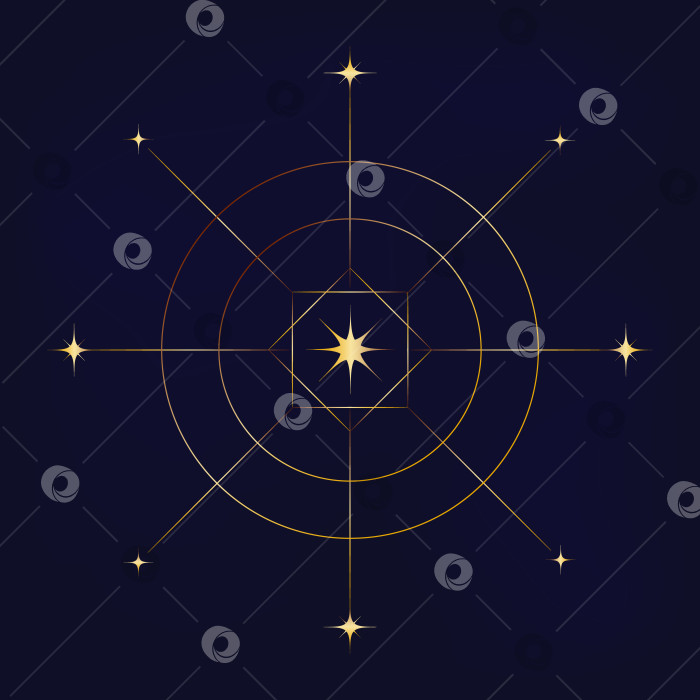 Скачать Украшение в виде звезд, линий. Мистический символ золотого цвета. Геометрические фигуры, круги. Астрологический знак фотосток Ozero