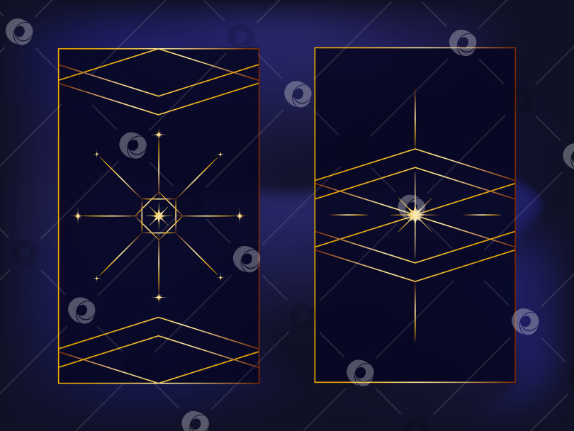 Скачать Дизайн карт Таро с золотыми элементами. Шаблон астрологической карты удачи со звездами и линиями фотосток Ozero