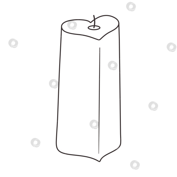 Скачать Контурная свеча в форме сердца. Контурный элемент для романтики, свиданий, Дня Святого Валентина. Нарисовано карандашом фотосток Ozero