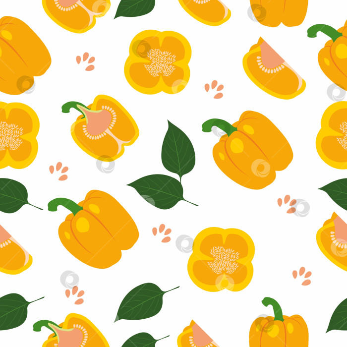 Скачать Желтый болгарский перец. Бесшовный узор из перца фотосток Ozero