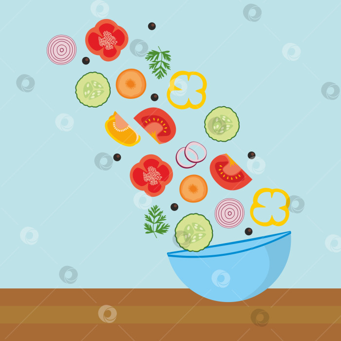 Скачать Свежие овощи. Огурец, помидор, перец, лук, морковь фотосток Ozero