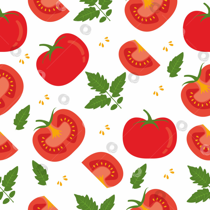 Скачать Красные помидоры. Бесшовный узор из помидоров фотосток Ozero