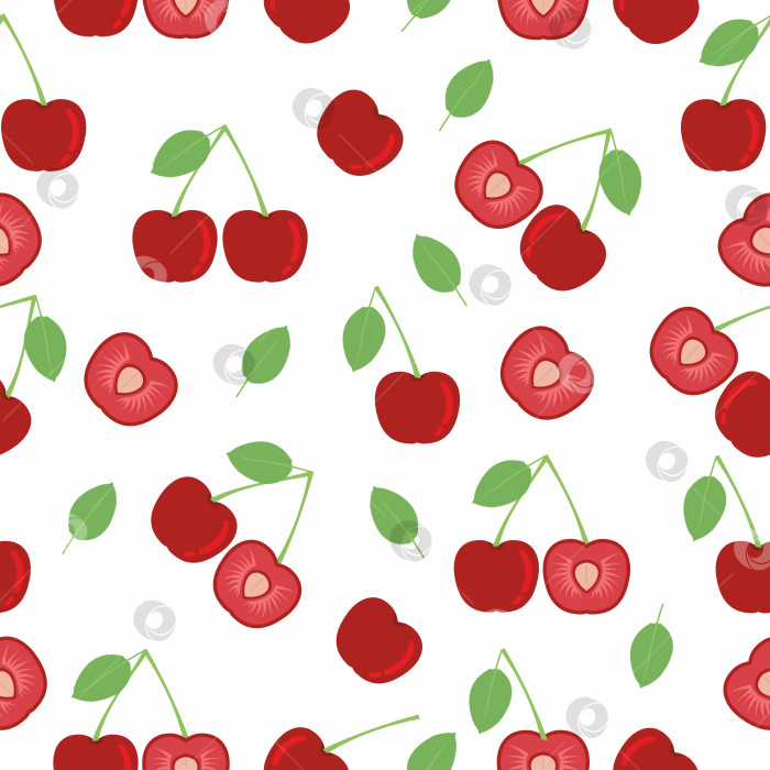 Скачать Вишневый узор. Узор из ягод и фруктов фотосток Ozero