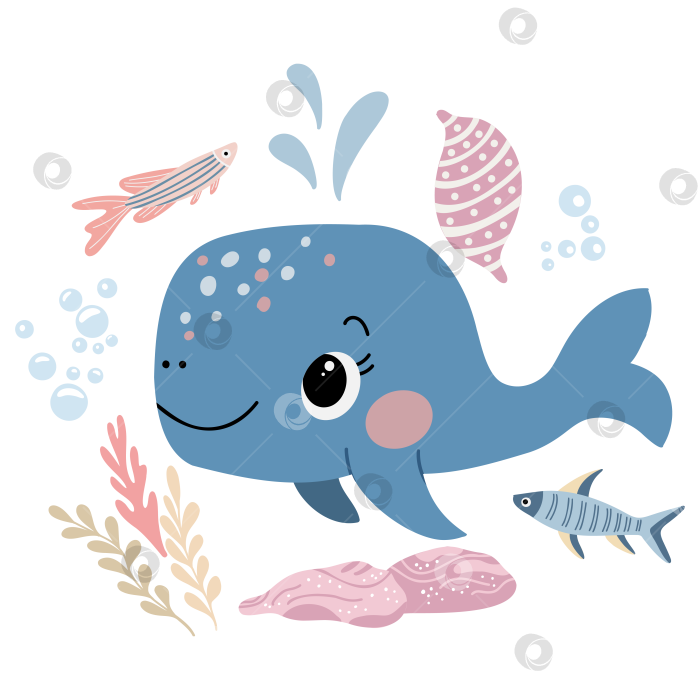 Скачать Милый кит в подводном мире фотосток Ozero
