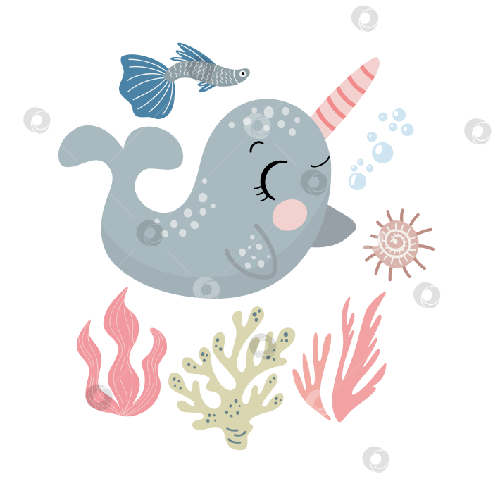 Скачать Милый нарвал в подводном мире фотосток Ozero