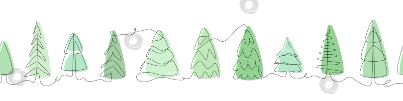 Скачать Бесшовный горизонтальный плакат с рождественскими елками на белом фоне фотосток Ozero