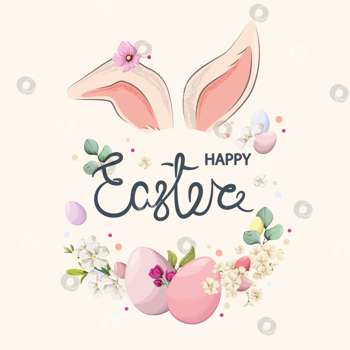 Скачать Ушки пасхального кролика с цветами фотосток Ozero