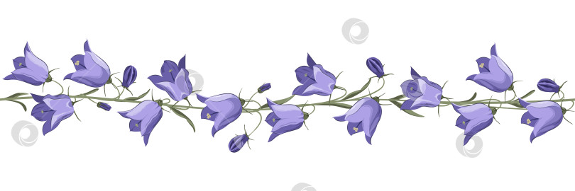 Скачать Бесшовная горизонтальная кайма с колокольчиками фотосток Ozero