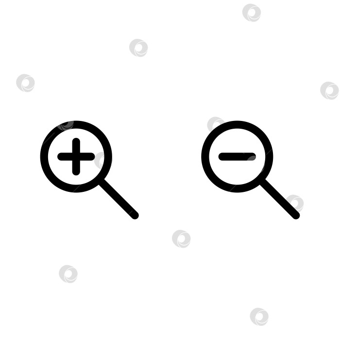 Скачать Значки увеличительного стекла с плюсом и минусом фотосток Ozero