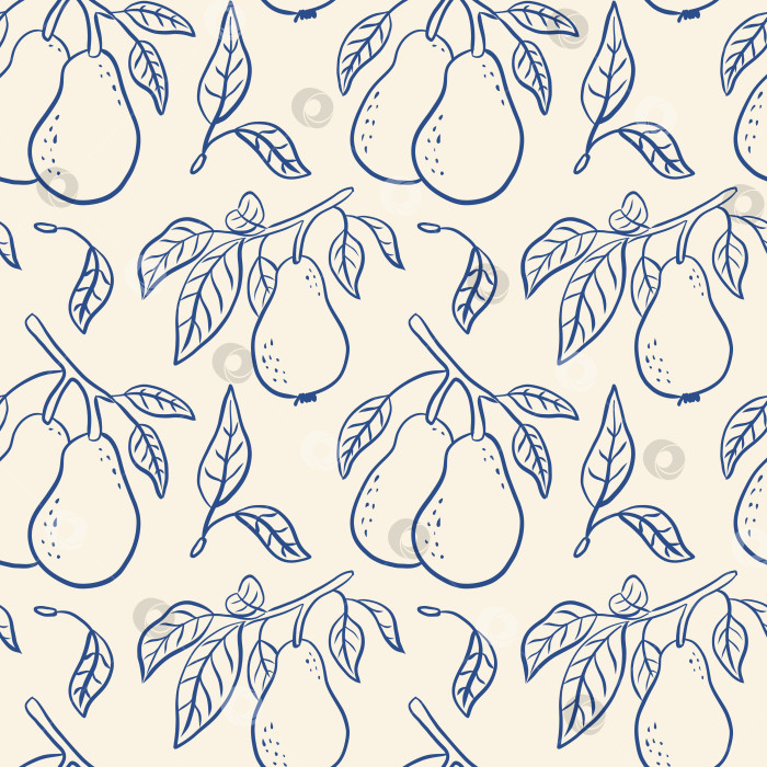 Скачать Нарисованный от руки узор из груш и листьев фотосток Ozero