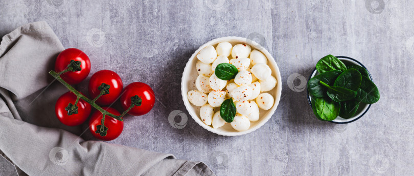 Скачать Тарелка с фрикадельками из моцареллы и шпината на столе посмотреть веб-баннер фотосток Ozero