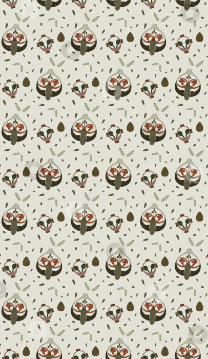 Скачать Овалы, стилизованные листья и фрукты в бесшовном векторном дизайне для текстиля, веб-сайтов. фотосток Ozero