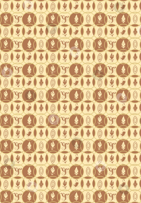 Скачать Бесшовный узор с абстрактными круглыми элементами, напоминающий древнерусскую роспись, для печати на одежде, текстиле, веб-сайтах, презентациях. фотосток Ozero