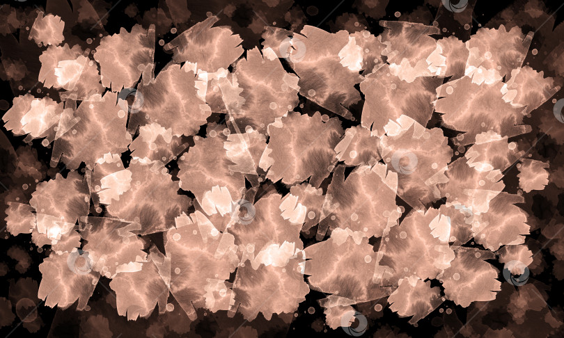 Скачать Абстрактная акварельная монохромная чешуйчатая текстура. Светло-коричневые чешуйки и брызги на черном фоне. Копирование пространства. Иллюстрация. фотосток Ozero