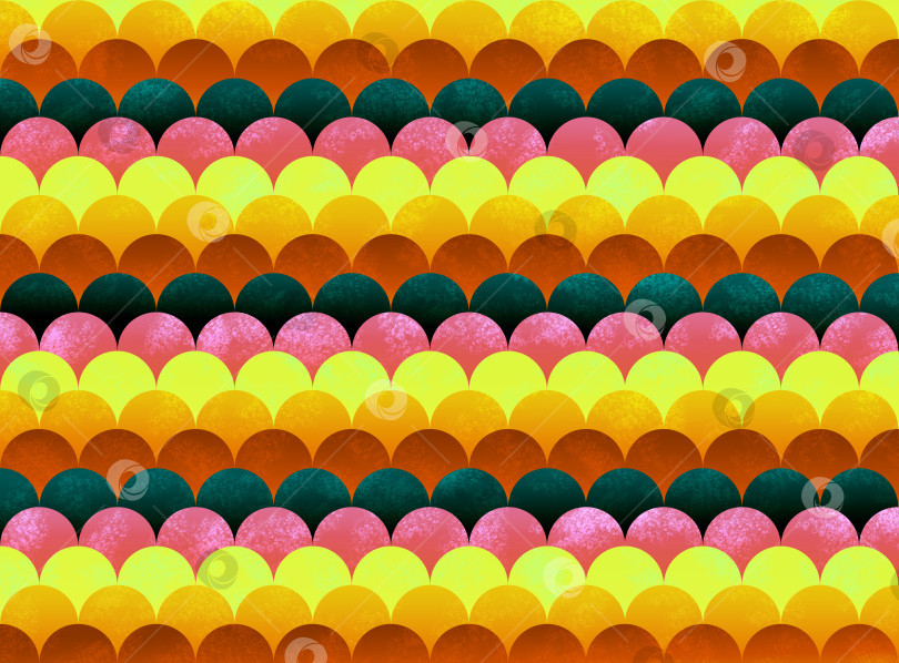 Скачать Абстрактный яркий красочный геометрический узор, напоминающий чешую рыбы или дракона. Разноцветные чешуйки расположены горизонтальными рядами. Иллюстрация. фотосток Ozero