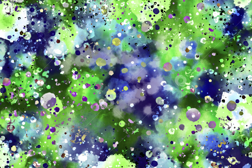 Скачать Оптимистичный абстрактный акварельный сине-зеленый фон.  Разноцветные акварельные пятна заполняют фон. Скопируйте пространство. Иллюстрация. фотосток Ozero
