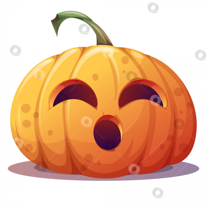 Скачать Оранжевая тыква на Хэллоуин с милым личиком на изолированном фоне. Символ праздника Хэллоуин. Мультяшная векторная иллюстрация. фотосток Ozero