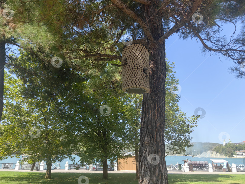 Скачать Скворечник из винных пробок на набережной озера Абрау-Дюрсо фотосток Ozero