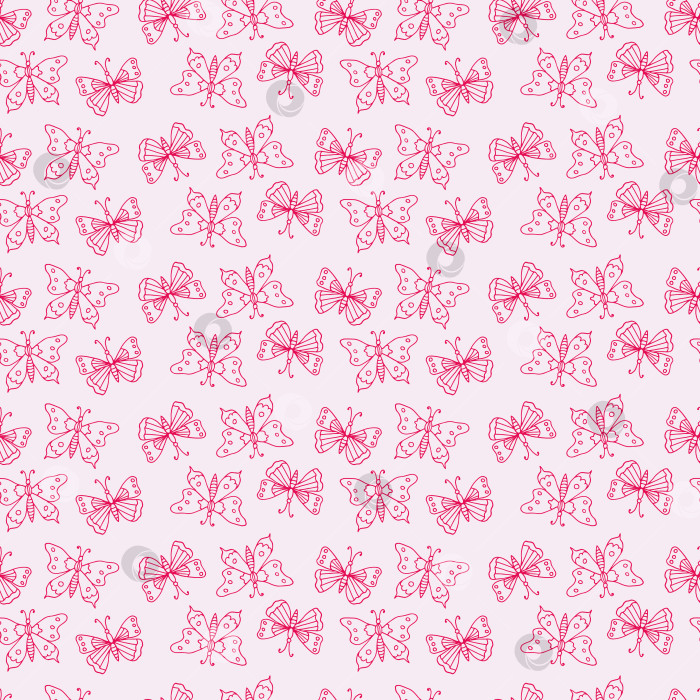 Скачать Бесшовный узор с красными бабочками. фотосток Ozero