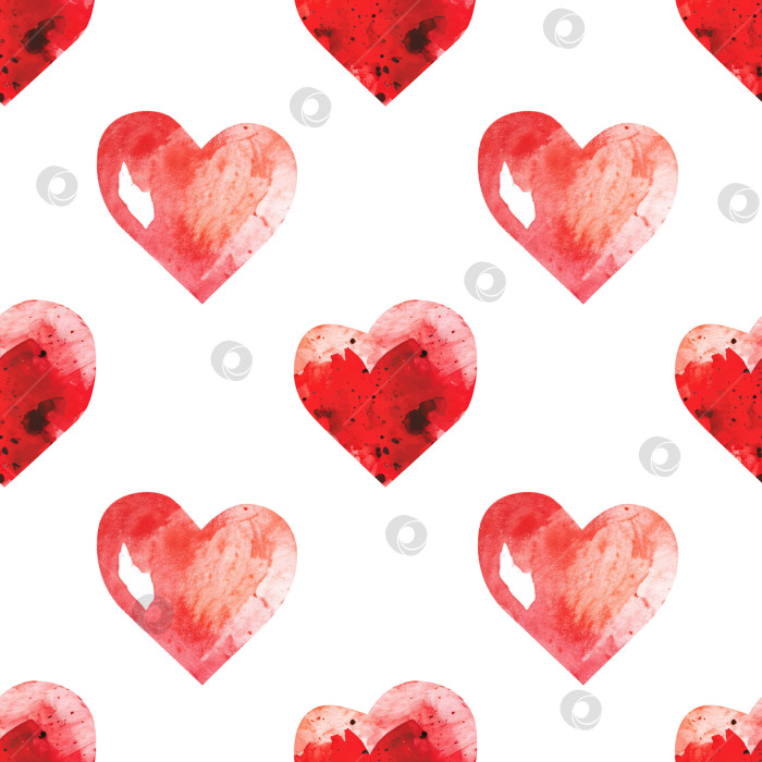 Скачать Бесшовный акварельный узор с красными сердечками фотосток Ozero