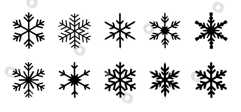 Скачать Установите несколько геометрических значков снежинок в плоском стиле. Символ зимней погоды. Концепция зимних праздников, Рождества, Нового года. Векторная иллюстрация для поздравительной открытки, баннера, фона фотосток Ozero