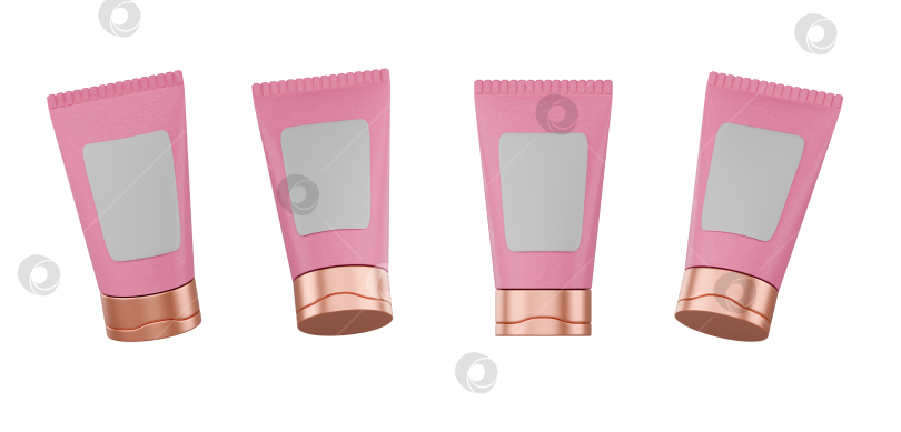 Скачать Объемный розовый значок косметического тюбика с металлическим колпачком и пустой этикеткой, выполненный в чистом современном стиле фотосток Ozero