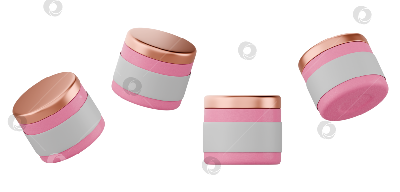 Скачать Объемный розовый значок косметической баночки с металлической крышкой и пустой этикеткой, выполненный в чистом современном стиле фотосток Ozero