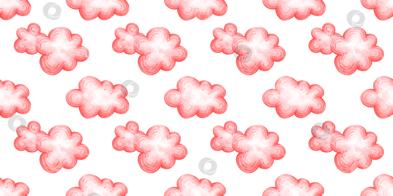 Скачать Розовые облака с бесшовным рисунком акварелью фотосток Ozero