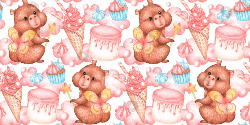 Скачать Узор сладостей "Сказочные облака капибары" фотосток Ozero