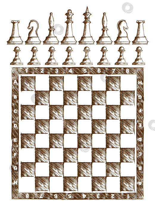 Скачать Рисунок шахматной доски с фигурами . фотосток Ozero