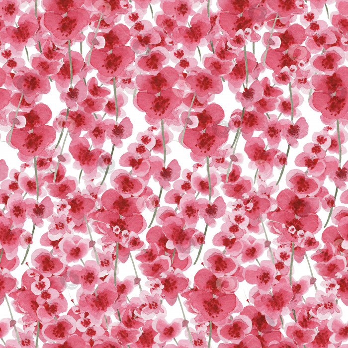 Скачать Бесшовный акварельный фон из розовых, красных цветов. фотосток Ozero