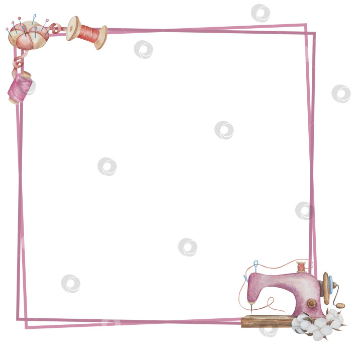 Скачать Набор для вязания и шитья акварелью с ручной росписью. Клубок пряжи, вязание крючком, нитки, принадлежности для рукоделия, шитье, вышивка. Товары для рукоделия и хобби синего, бежевого и розового цветов. Старинный фотосток Ozero