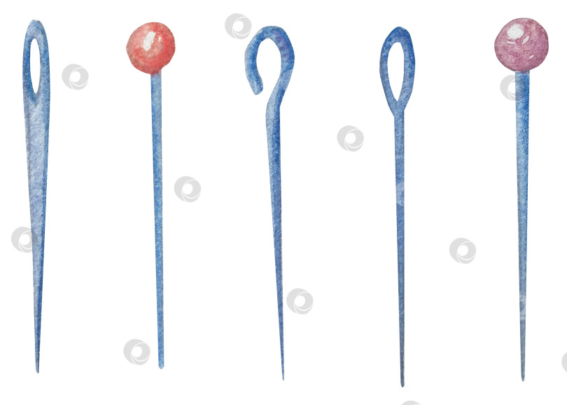 Скачать Набор для вязания и шитья акварелью с ручной росписью. Клубок пряжи, вязание крючком, нитки, принадлежности для рукоделия, шитье, вышивка. Товары для рукоделия и хобби синего, бежевого и розового цветов. Старинный фотосток Ozero