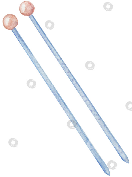 Скачать Набор для вязания и шитья акварелью с ручной росписью. Клубок пряжи, вязание крючком, нитки, принадлежности для рукоделия, шитье, вышивка. Товары для рукоделия и хобби синего, бежевого и розового цветов. Старинный фотосток Ozero