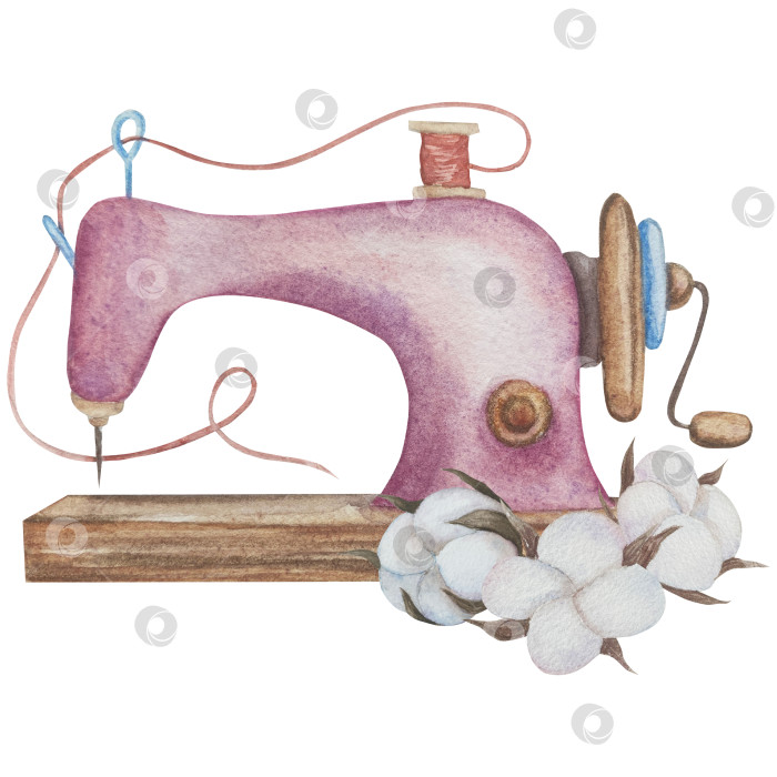 Скачать Набор для вязания и шитья акварелью с ручной росписью. Клубок пряжи, вязание крючком, нитки, принадлежности для рукоделия, шитье, вышивка. Товары для рукоделия и хобби синего, бежевого и розового цветов. Старинный фотосток Ozero