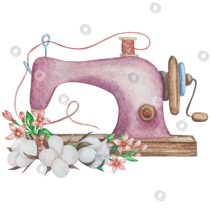 Скачать Набор для вязания и шитья акварелью с ручной росписью. Клубок пряжи, вязание крючком, нитки, принадлежности для рукоделия, шитье, вышивка. Товары для рукоделия и хобби синего, бежевого и розового цветов. Старинный фотосток Ozero