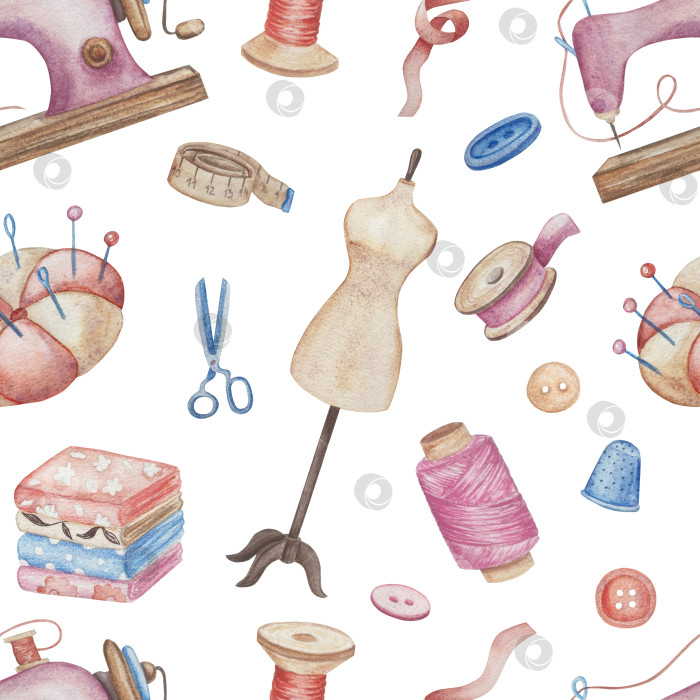 Скачать Набор для вязания и шитья акварелью с ручной росписью. Клубок пряжи, вязание крючком, нитки, принадлежности для рукоделия, шитье, вышивка. Товары для рукоделия и хобби синего, бежевого и розового цветов. Старинный фотосток Ozero