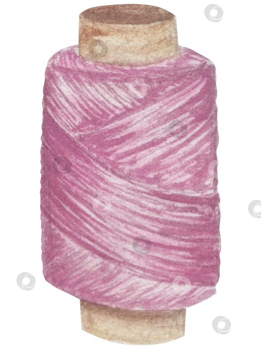 Скачать Набор для вязания и шитья акварелью с ручной росписью. Клубок пряжи, вязание крючком, нитки, принадлежности для рукоделия, шитье, вышивка. Товары для рукоделия и хобби синего, бежевого и розового цветов. Старинный фотосток Ozero