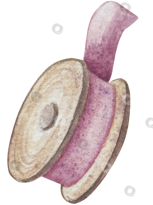 Скачать Набор для вязания и шитья акварелью с ручной росписью. Клубок пряжи, вязание крючком, нитки, принадлежности для рукоделия, шитье, вышивка. Товары для рукоделия и хобби синего, бежевого и розового цветов. Старинный фотосток Ozero