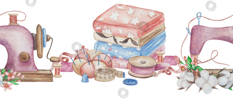 Скачать Набор для вязания и шитья акварелью с ручной росписью. Клубок пряжи, вязание крючком, нитки, принадлежности для рукоделия, шитье, вышивка. Товары для рукоделия и хобби синего, бежевого и розового цветов. Старинный фотосток Ozero