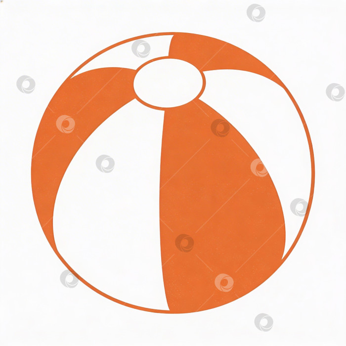 Скачать Яркий пляжный мяч с оранжевыми и белыми сегментами на однотонном белом фоне фотосток Ozero