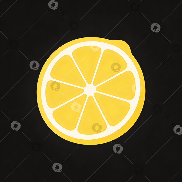 Скачать Вывеска с изображением ломтика лимона с подсветкой, ярко-желтого цвета, в современном дизайне на черном фоне фотосток Ozero